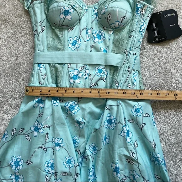 CORSET STORY NWT Tropical Mesh Panel Corset Dress Romantic Feminine Victorian - Picture 13 of 16